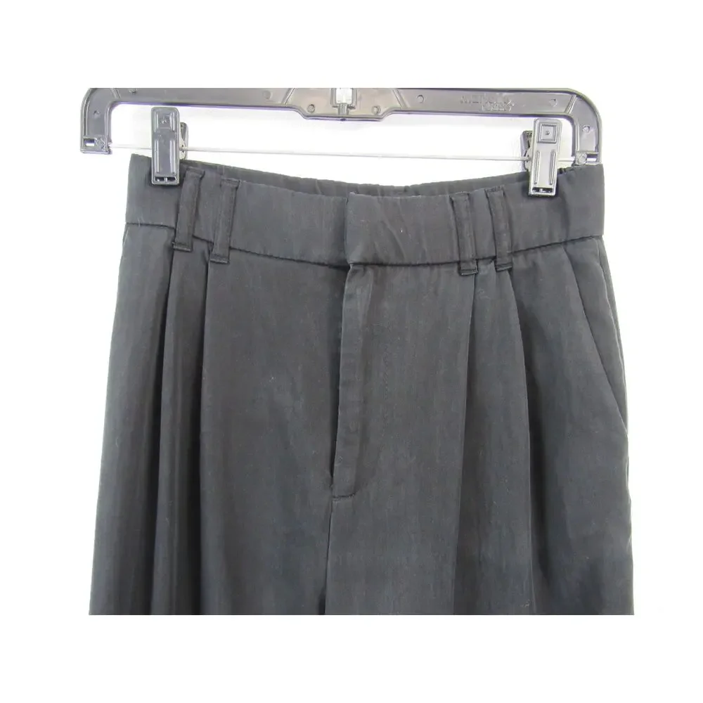 Zara XS Black Trouser Pants Pleated High Rise Wide Leg Comfort